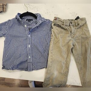 Tommy Hilfiger Blue and White Checkered Kids Button Down Shirt